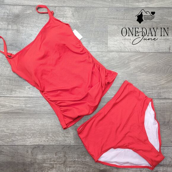 Eomenie High Waist Ribbed Tankini Swimsuiit Size S - Picture 3 of 7